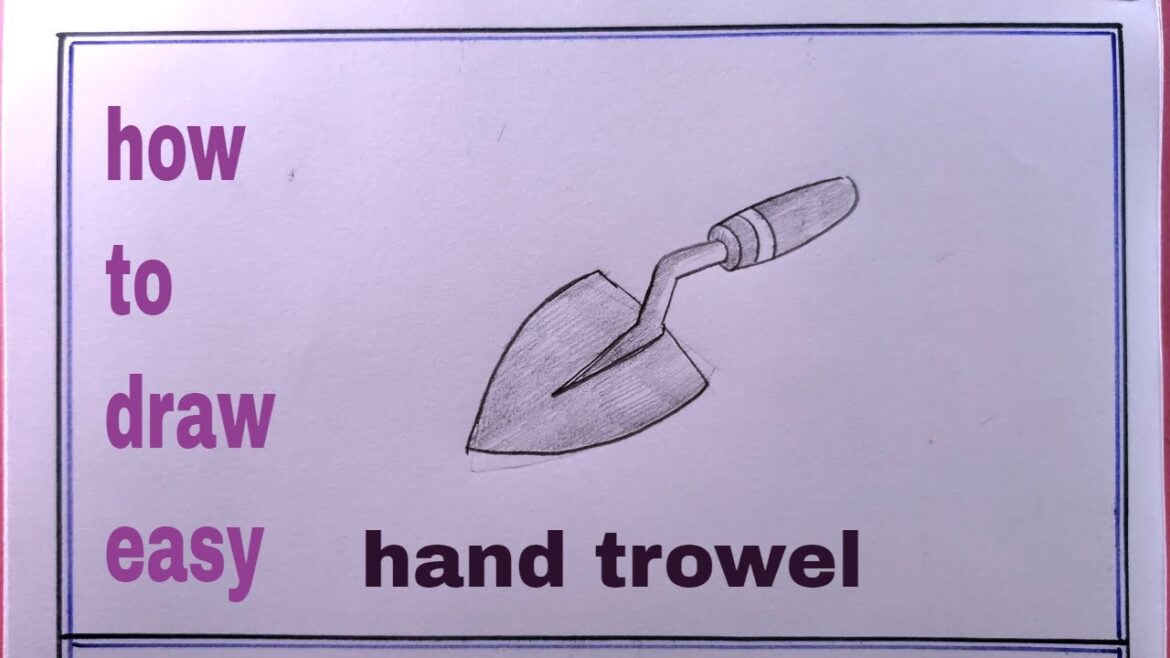 how to draw hand trowel tools/gardening tools drawing