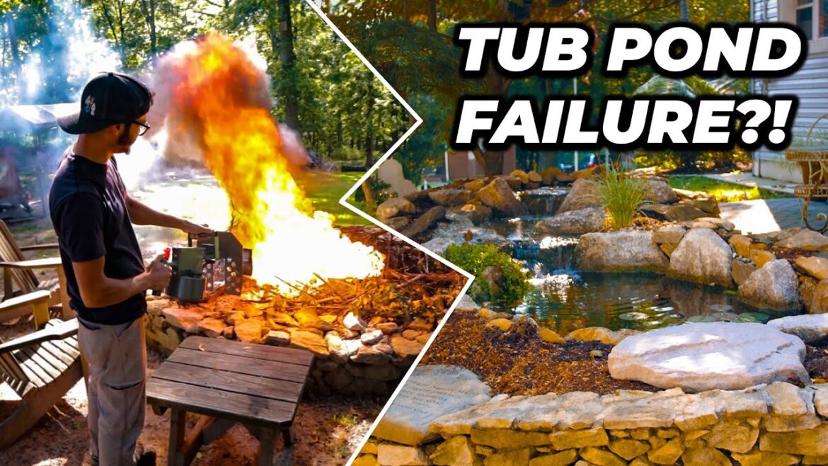 Flaming Transformation! From Old Tub to Stunning Koi Pond With a Waterfall — What Was Wrong?