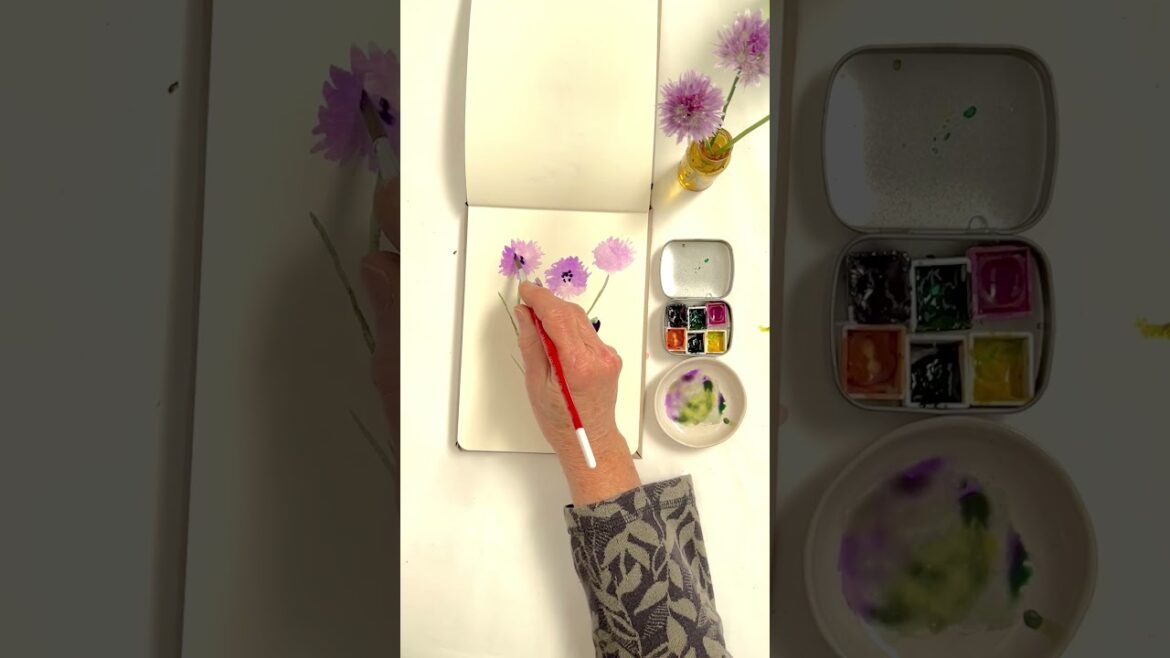 Day 15 of May in the Garden – Chive Flowers #watercolorchallenge #watercolorpainting Day 15 of May in the Garden - Chive Flowers #watercolorchallenge #watercolorpainting