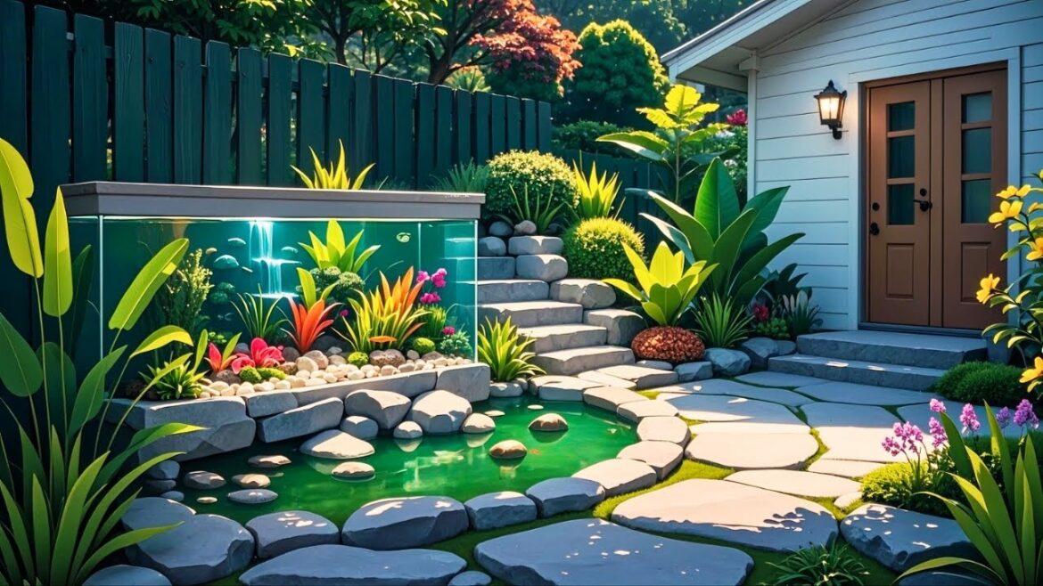 "2024's HOTTEST Trend!  TINY Front Yard Waterfall AQUARIUM Designs & LANDSCAPING Ideas