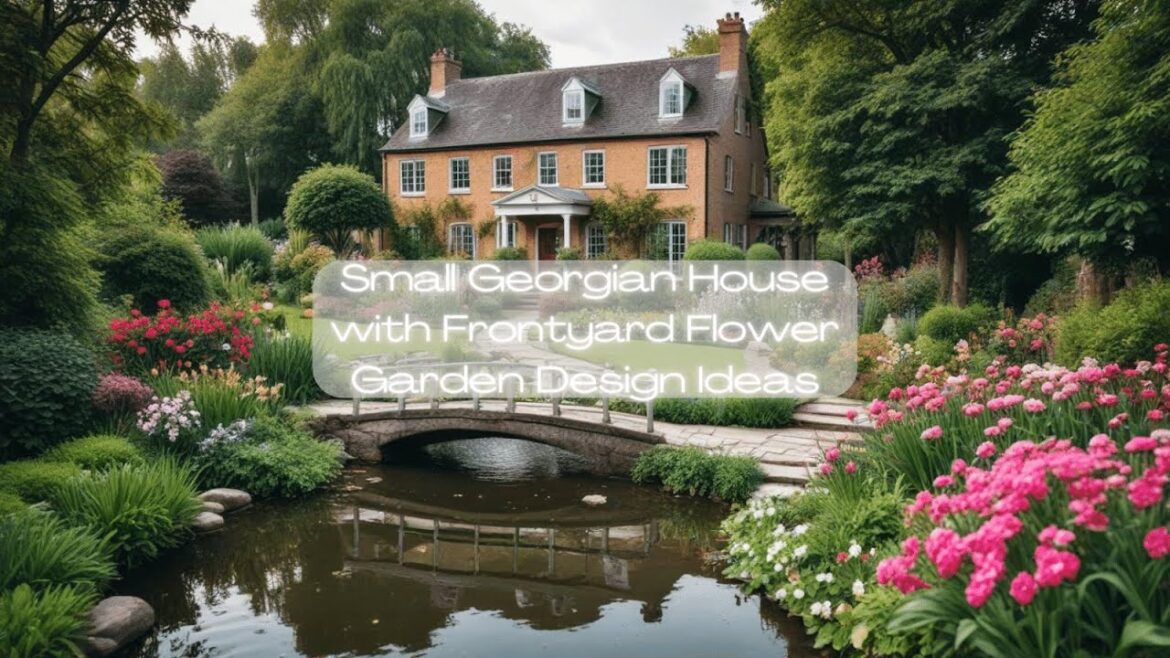 Design Home | Small Georgian House with Frontyard Flower Garden Design Ideas.
