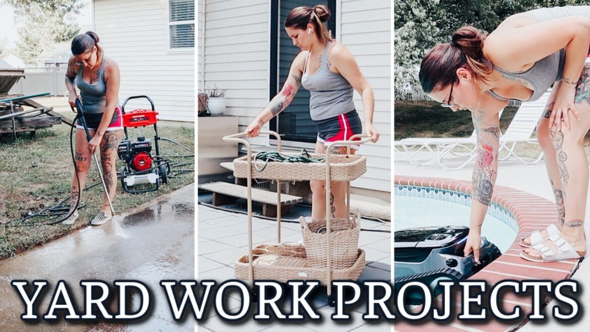 YARD WORK MAKEOVER | PORCH, PATIO, & POOL CLEANING | PRESSURE WASH MY DRIVEWAY | OUTDOOR CLEAN UP