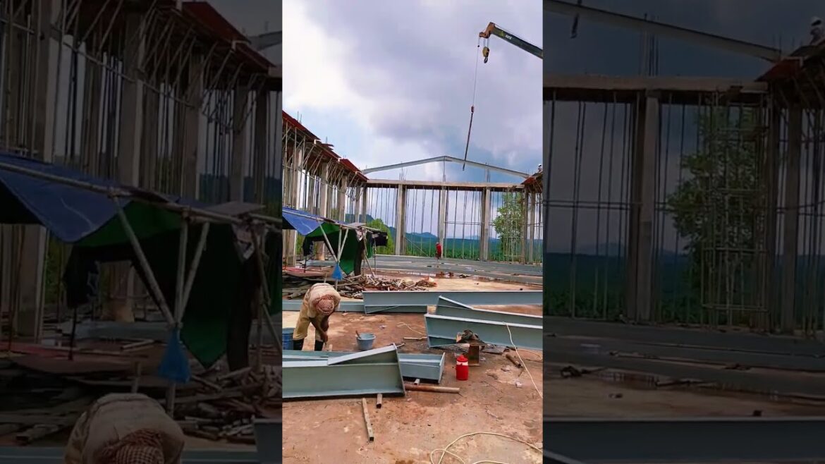 Install steel frame of the roof #construction #design #building #engineer #home 0714 125 Install steel frame of the roof #construction #design #building #engineer #home 0714 125