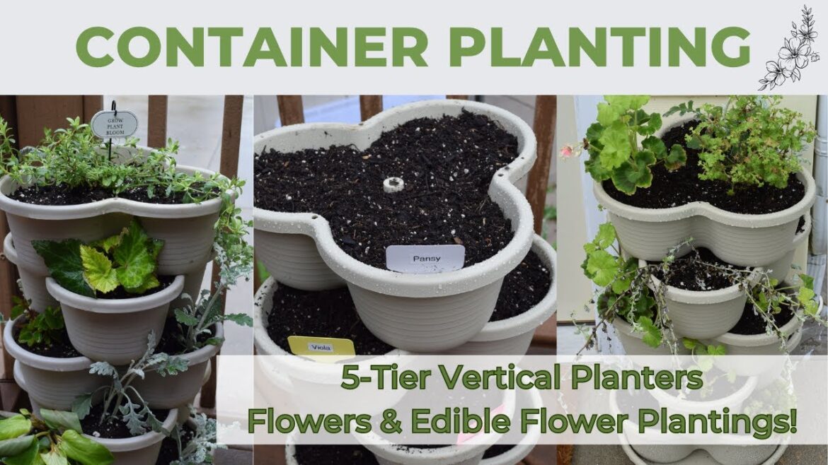 5-Tier Vertical Garden with Flowers & Edible Flowers | Container Planting | Vertical Planter Tips! 5-Tier Vertical Garden with Flowers & Edible Flowers | Container Planting | Vertical Planter Tips!