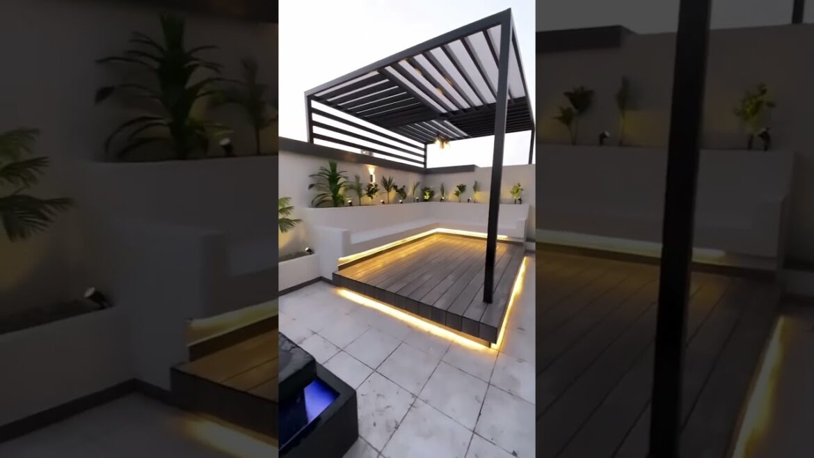Rooftop Garden Design, Terrace Pergola Design #pergoladesgn #terracedesgn #garden #rooftop #shorts