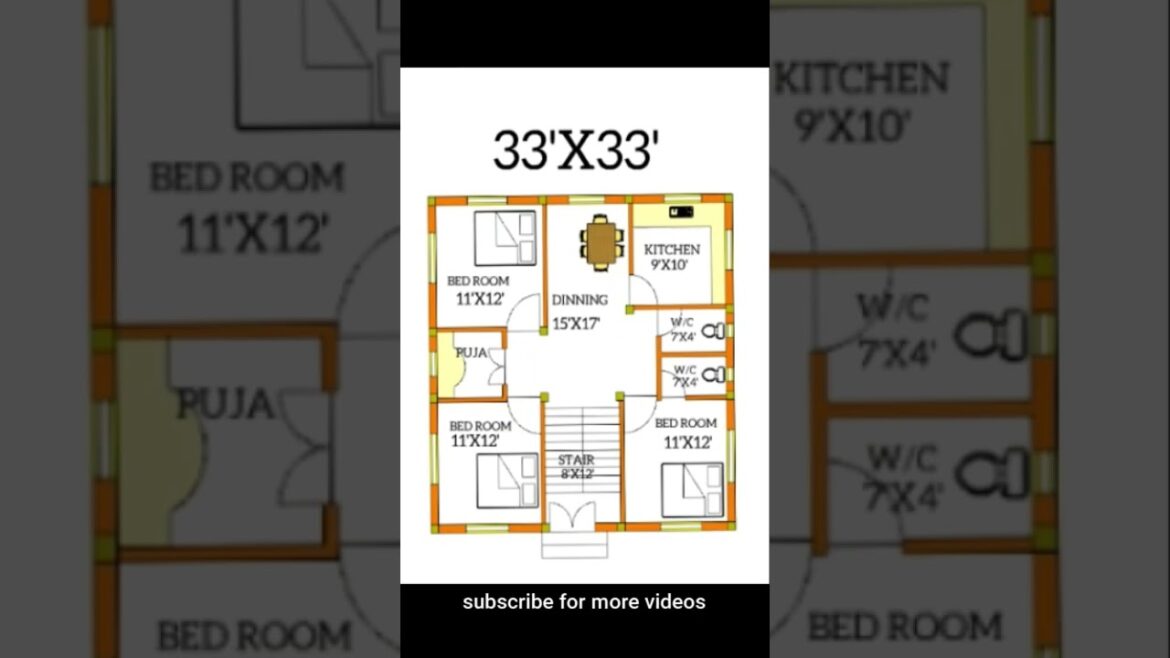 33’×33’3bedroom house plan #homedesign #gharkanaksha #shortvideo 33'×33'3bedroom house plan #homedesign #gharkanaksha #shortvideo