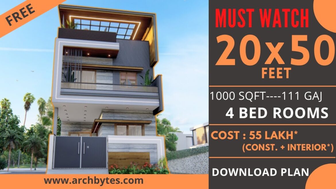 20×50 Feet House Design 3d | 4 Bedrooms| 1000 Sqft| 111Gaj| 6×15 metrs| Terrace Garden |Archbytes 20x50 Feet House Design 3d | 4 Bedrooms| 1000 Sqft| 111Gaj| 6x15 metrs| Terrace Garden |Archbytes