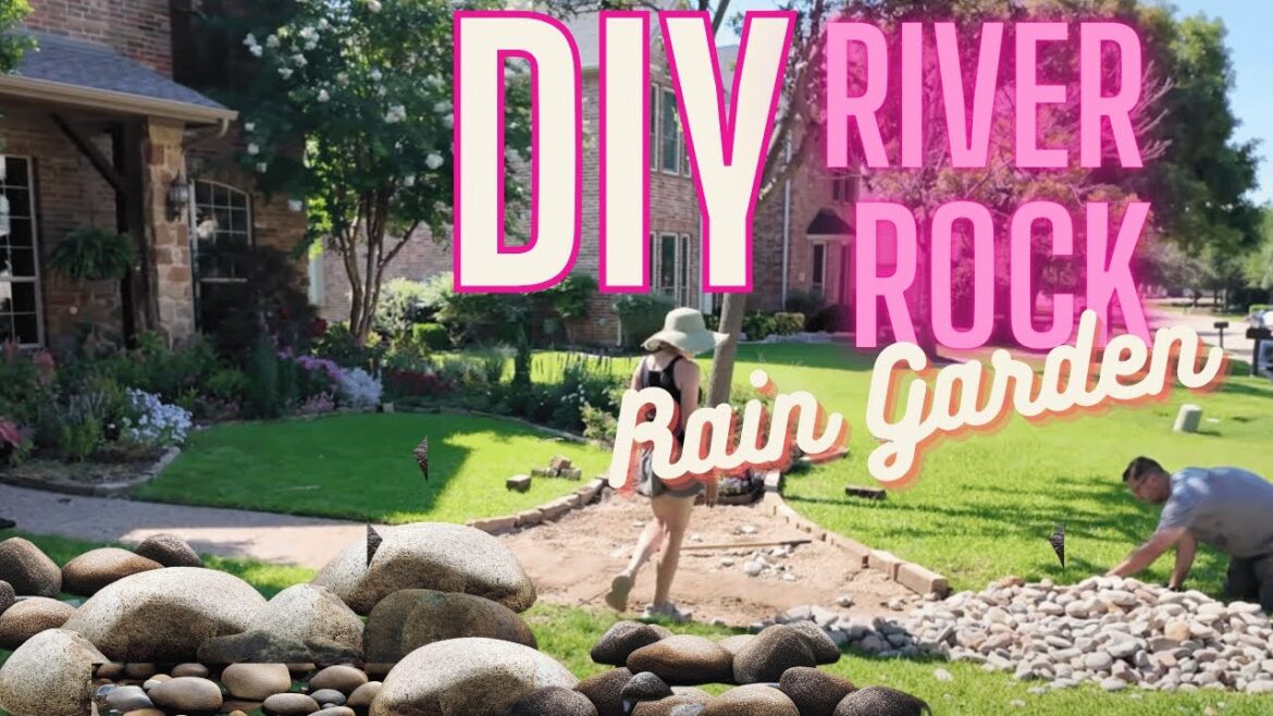 #diy Creating River Rock #raingarden #drainage in our #landscapedesign & Working on Stone Pathways.