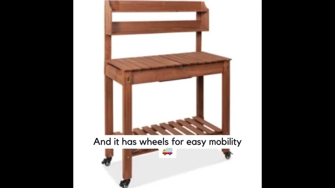 Sliding Table Top Wood Garden Potting Bench #gardening #potting #pottingbench