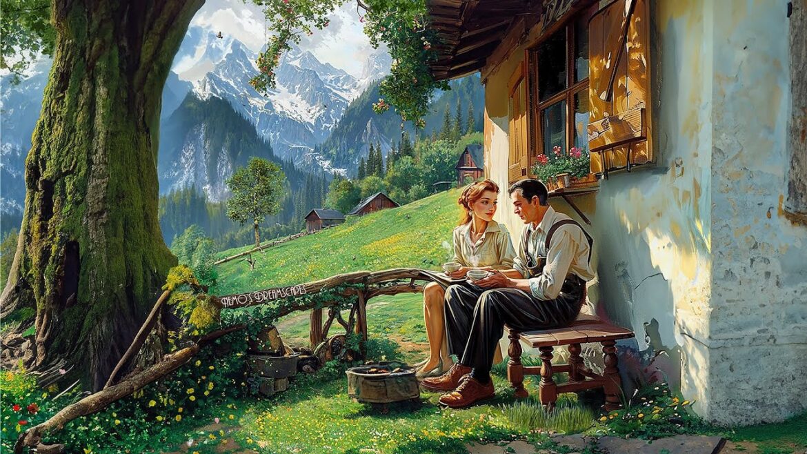 1947, Summer morning coffee in the backyard garden (vintage oldies music from another room) ASMR