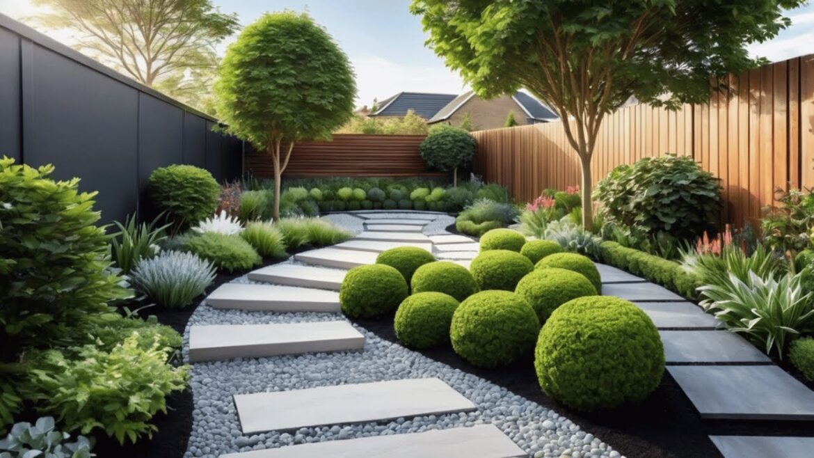 Small Beautiful Garden with Pathway, Seating Area & Minimalist Front Yard Landscape Small Beautiful Garden with Pathway, Seating Area & Minimalist Front Yard Landscape