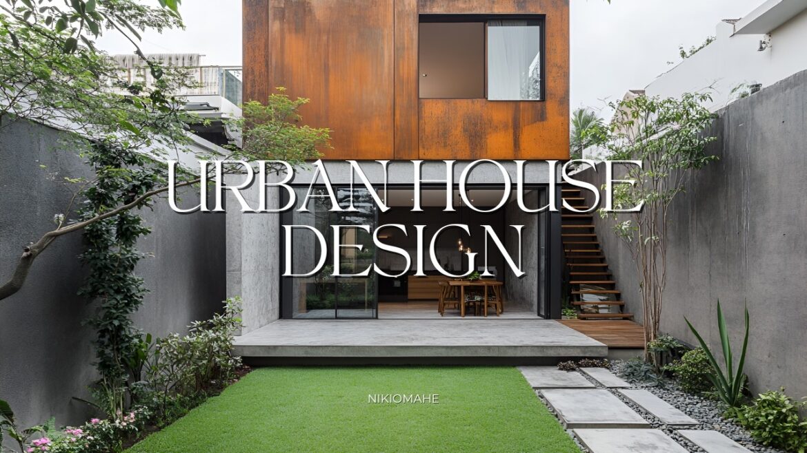 Urban House Design with Small Garden, Featuring A Dynamic Combination of Materials