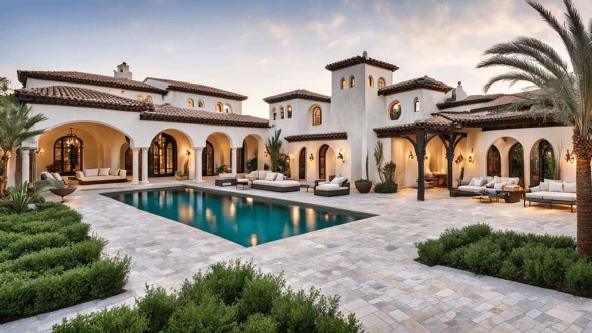 Moroccan-Inspired Mediterranean Homes with Beautiful Front Yard Landscaping Ideas