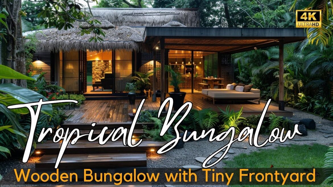 Harmonizing in Nature: Stylish Wooden Tropical Bungalow with Tiny Front Yard Garden Landscape Harmonizing in Nature: Stylish Wooden Tropical Bungalow with Tiny Front Yard Garden Landscape