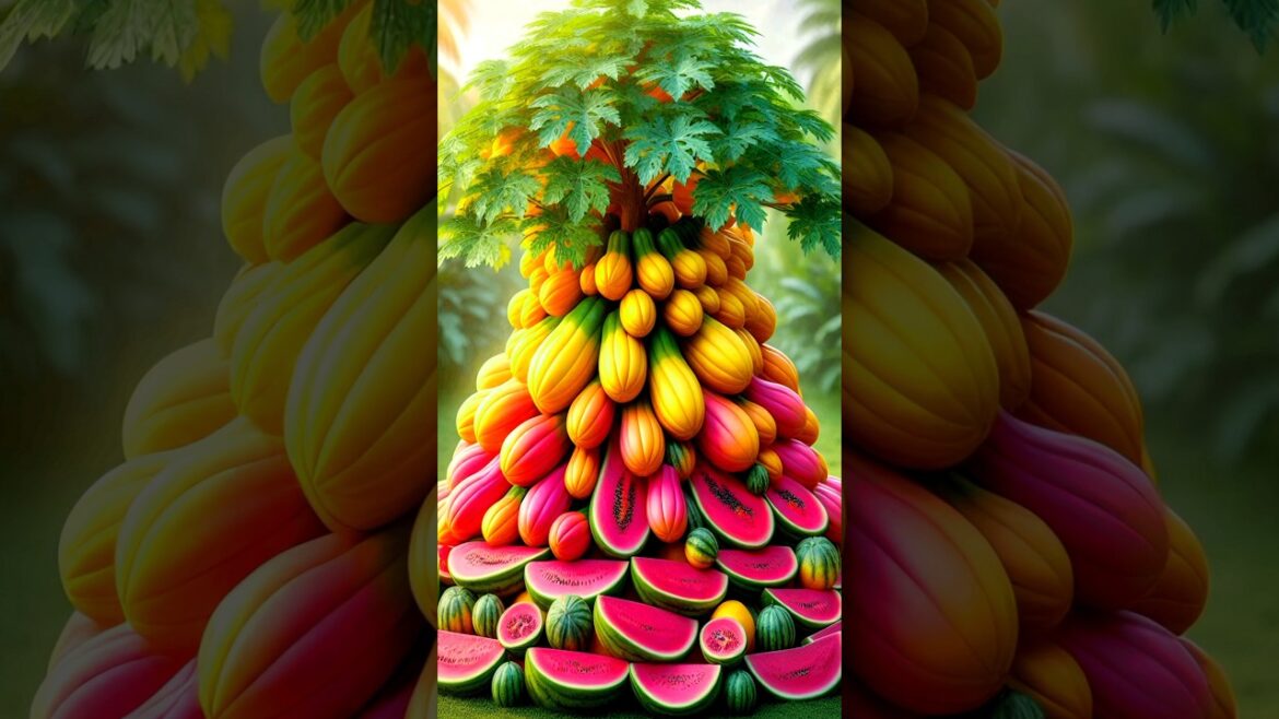 Easy and fast method for planting and growing hybrid fruit trees of papaya and watermelon #gardening