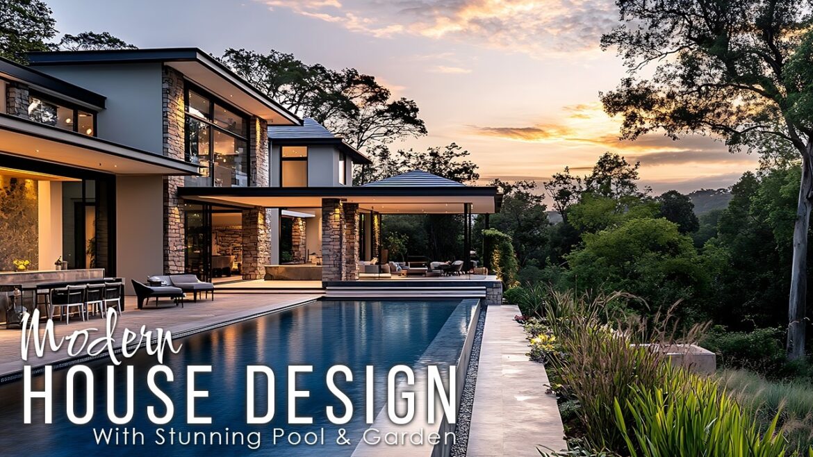 Modern House Design with Stunning Pool & Garden: Dream Home Inspiration