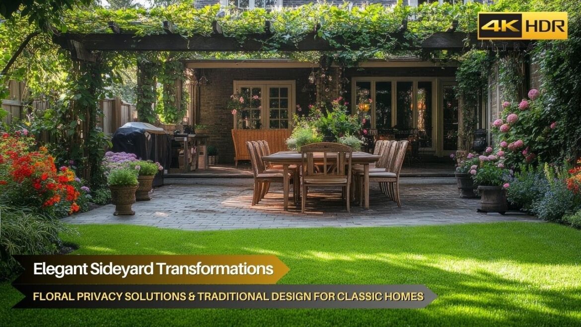 Elegant Sideyard Transformations: Floral Privacy Solutions & Traditional Design for Classic Homes Elegant Sideyard Transformations: Floral Privacy Solutions & Traditional Design for Classic Homes