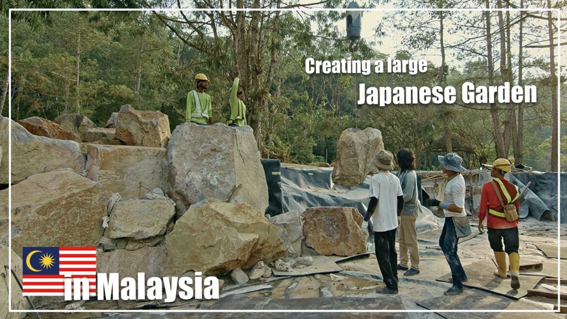 (Pro.66 - Ep.2) Making waterfall! Professional Japanese Gardeners create a  garden in Malaysia.