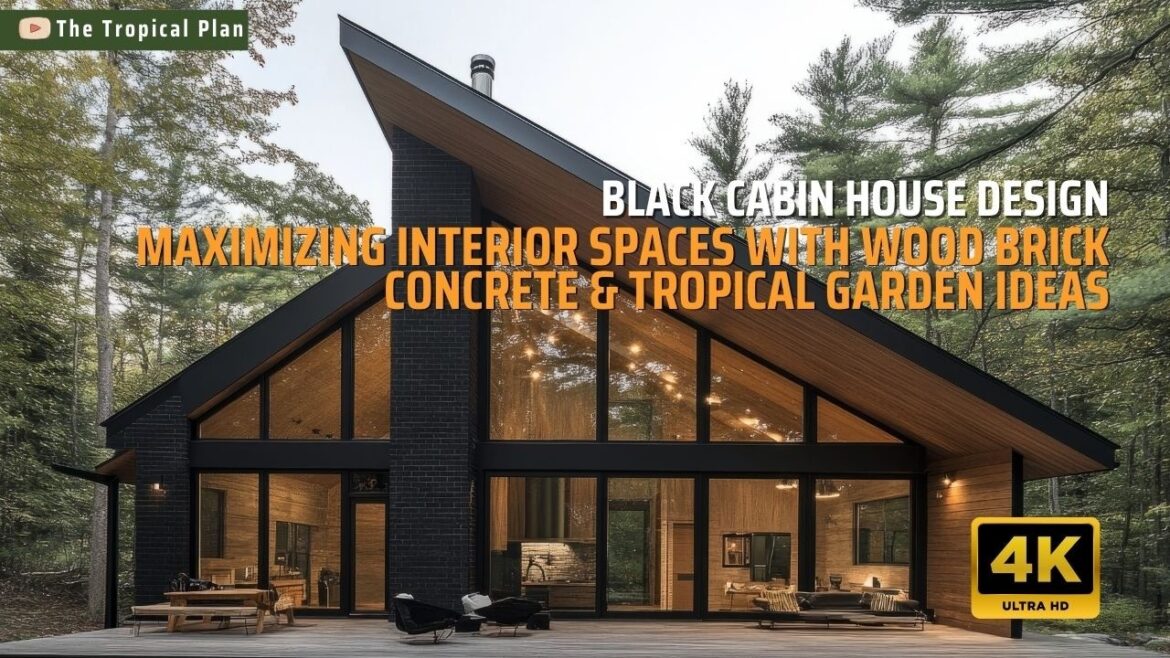 Modern Black Cabin with Tropical Garden | Wood, Brick, & Concrete Material