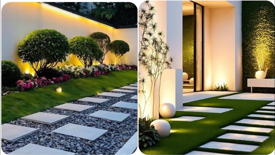 200 Modern Front Yard Garden Landscaping Ideas 2024 House Front Wall Designs| Modern Home Garden