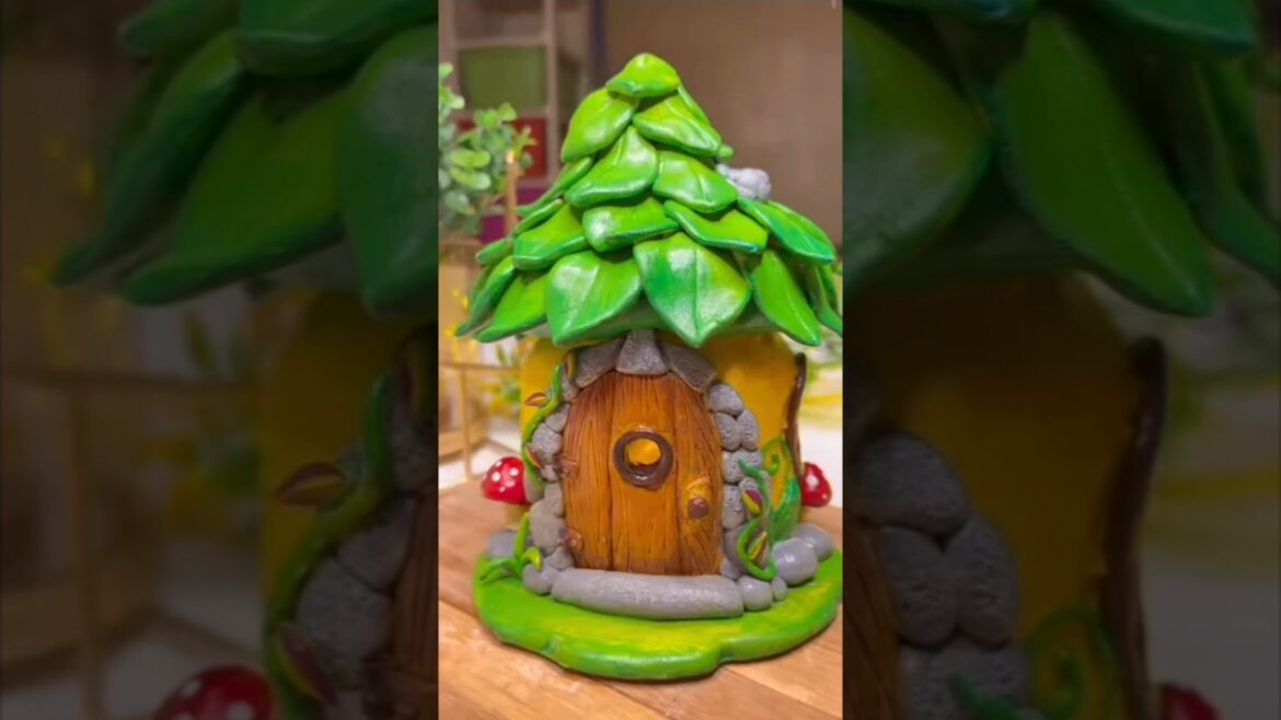 Miniature fairy house /clay mushroom fairy house #art #fairyhouse #short #vairalshort #Clay #diy