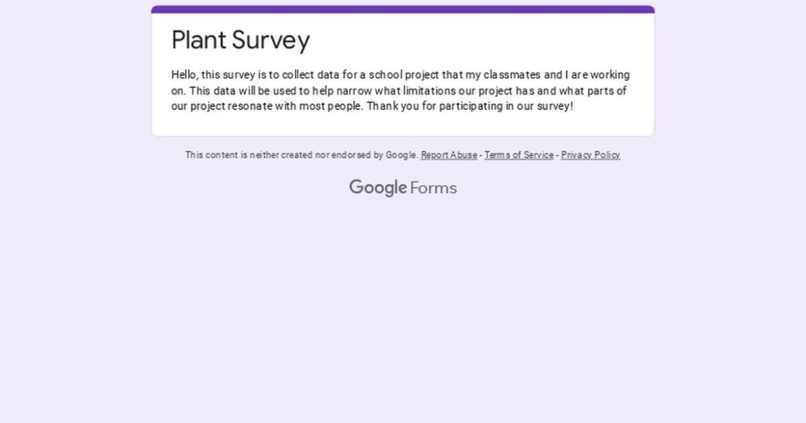 Survey about watering habits and weather for an engineering & design project