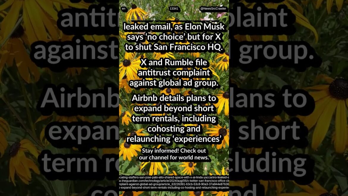 X closing San Francisco HQ. X, Rumble file antitrust complaint. Airbnb: cohosting, relaunching X closing San Francisco HQ. X, Rumble file antitrust complaint. Airbnb: cohosting, relaunching