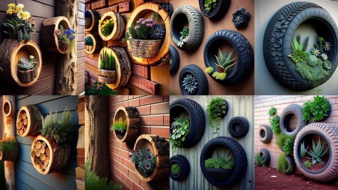 Mesmerizing Vertical Garden Design Ideas For Back  Front Yard| Vertical Wall Garden With Tyres