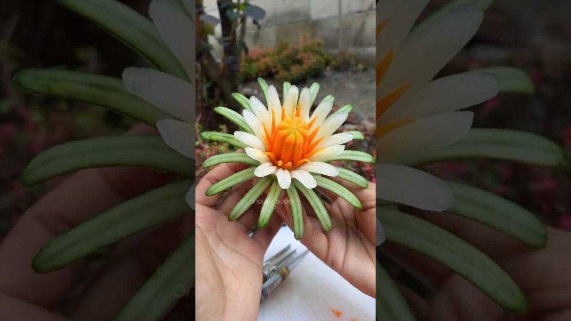 Beautiful Flower Design with Cucumber & Carrot | Fruit Carving Tutorial #shorts #shortvideo Beautiful Flower Design with Cucumber & Carrot | Fruit Carving Tutorial #shorts #shortvideo