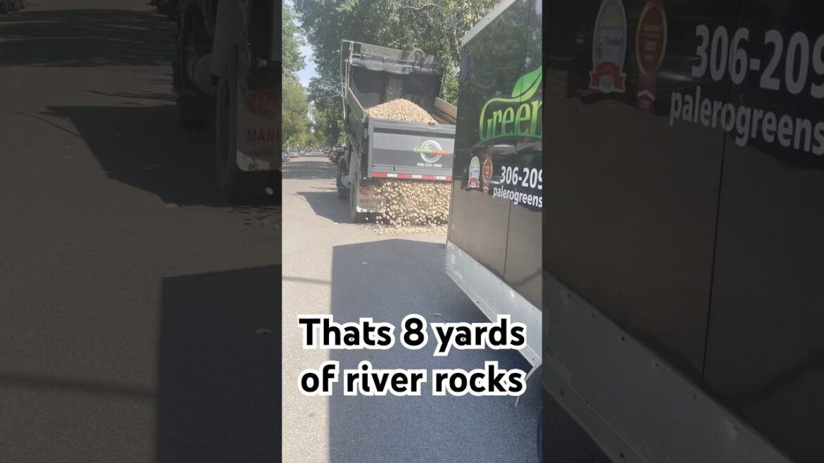8 Yards of River rock for Front Yard Landscaping project in Regins, Sk #landscaping #rock #canada