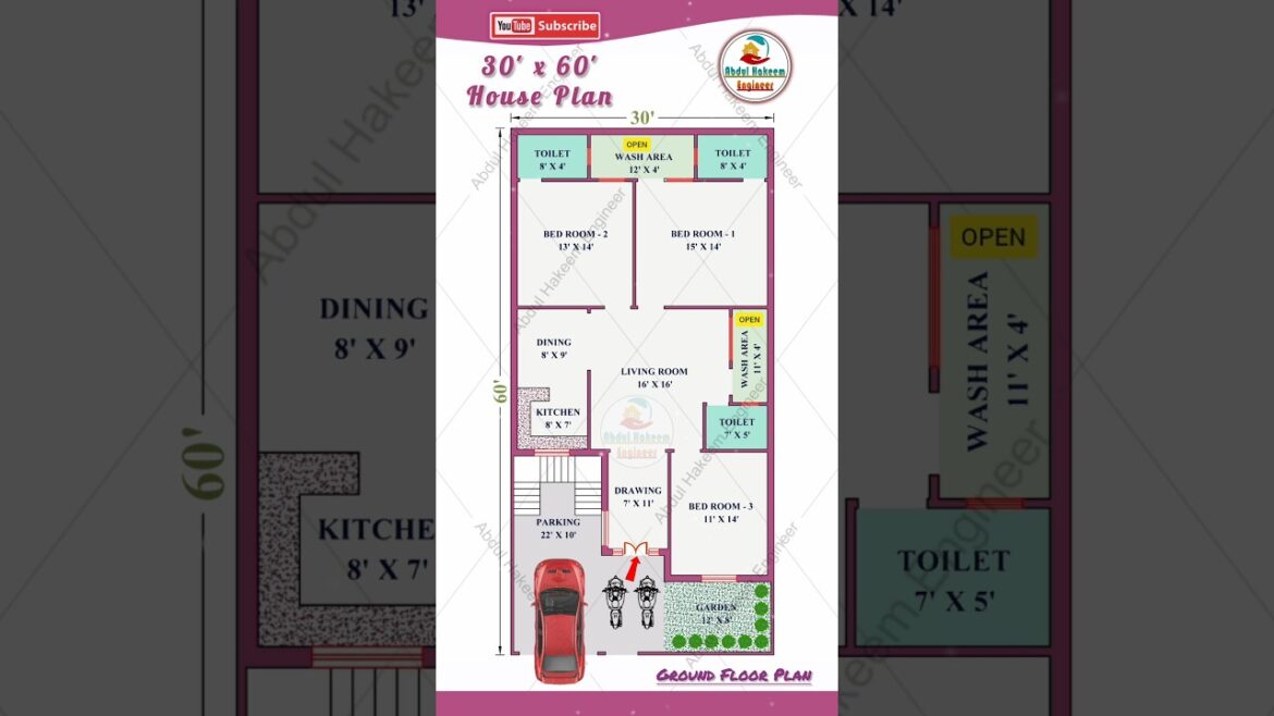30x60 House Plan, 30*60 House Plan with car parking, 30 by 60 #houseplan #housedesign #viral #shorts