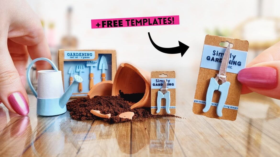 I made GARDENING TOOLS for BARBIE dolls! | MINIATURE DOLLHOUSE watering can, scissors & trowels