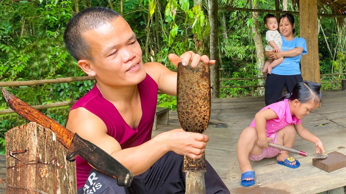 Dwarf family restoration gardening tools in a primitive way. Dwarf family restoration gardening tools in a primitive way.