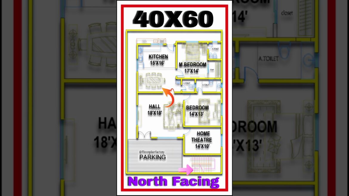 Stunning 40×60 North Facing 2BHK House Plan with Car Parking | Modern Home Design Ideas 2024 "Stunning 40x60 North Facing 2BHK House Plan with Car Parking | Modern Home Design Ideas 2024"