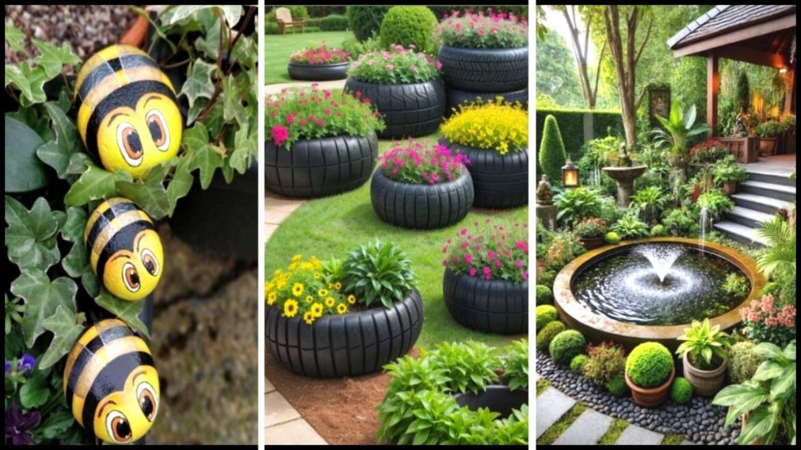 Transform Your Garden: Unique Decor Ideas with Ponds, Wood, Stone & Upcycled Creations!