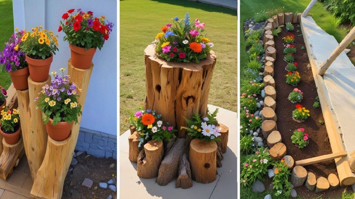 Creative Wood Log Garden Ideas | DIY Landscaping Tips for Stunning Outdoor Spaces!