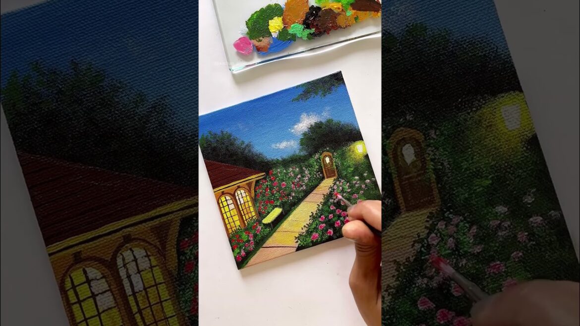 Backyard garden/ acrylic painting/ #shorts #acrylic