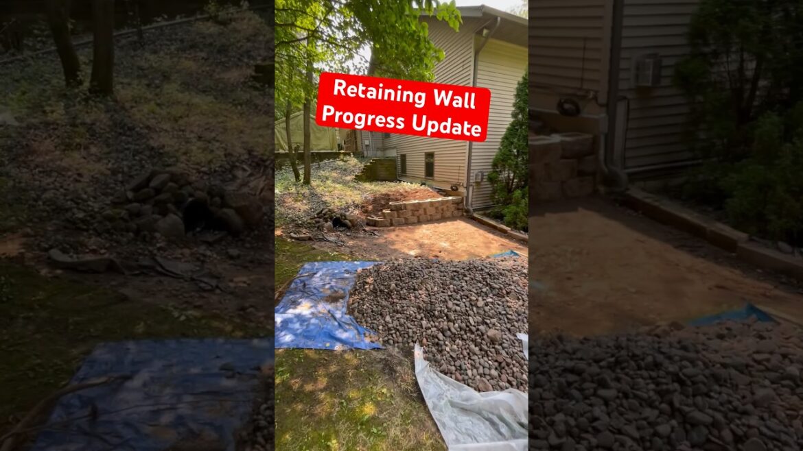 Rockin’ the Retaining Wall! 🛠️ Old Timber Out, Block Party In! 🎉 #retainingwall