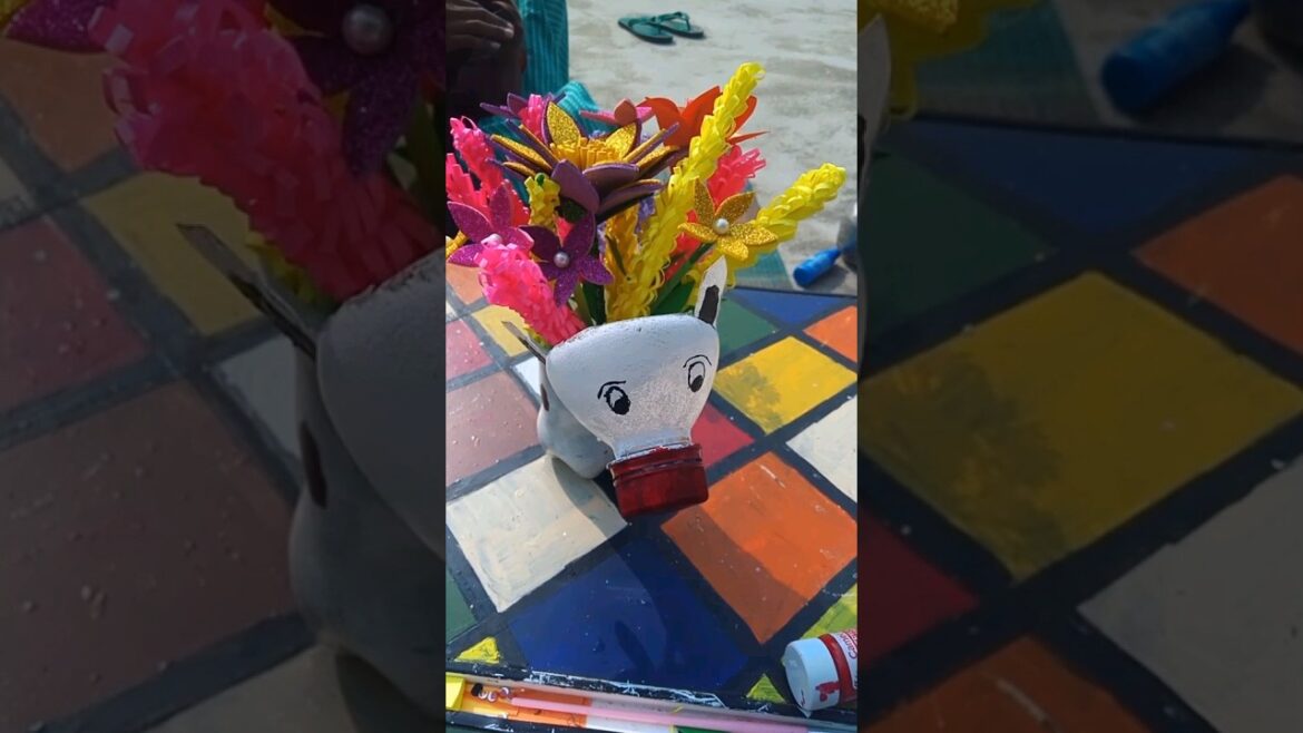 Garden design// cow flower pot// Recycled plastic bottle flower pot for small Garden # shorts
