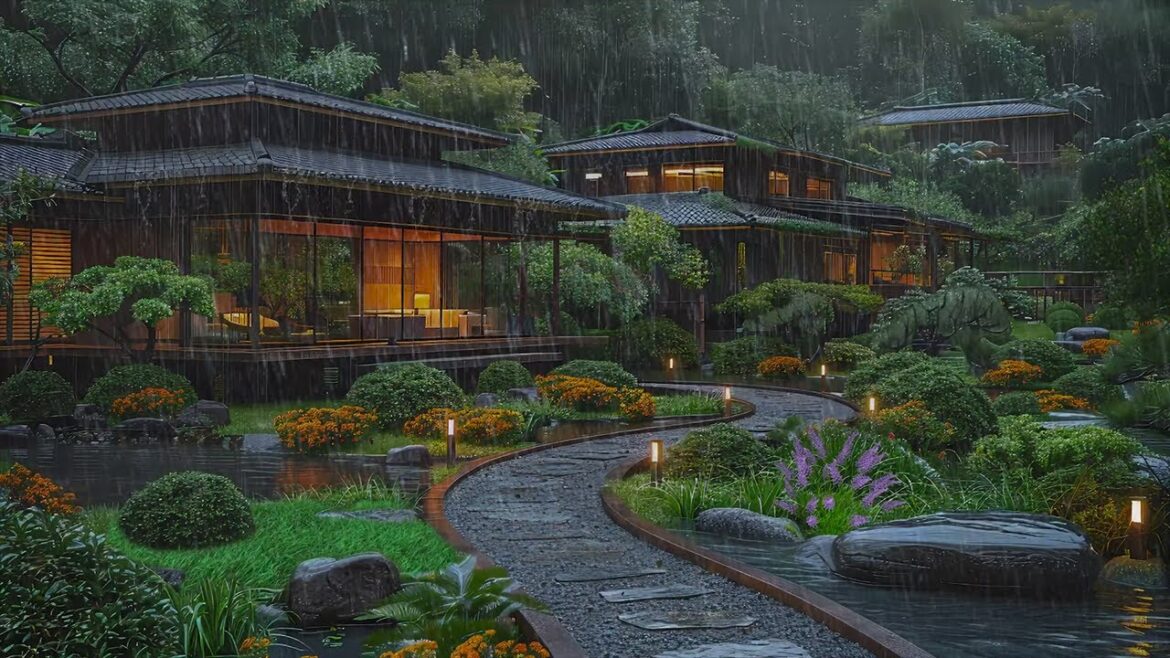 Real Rain Sound for Deep Sleep & Relaxation | Japanese Garden Landscape Ambience