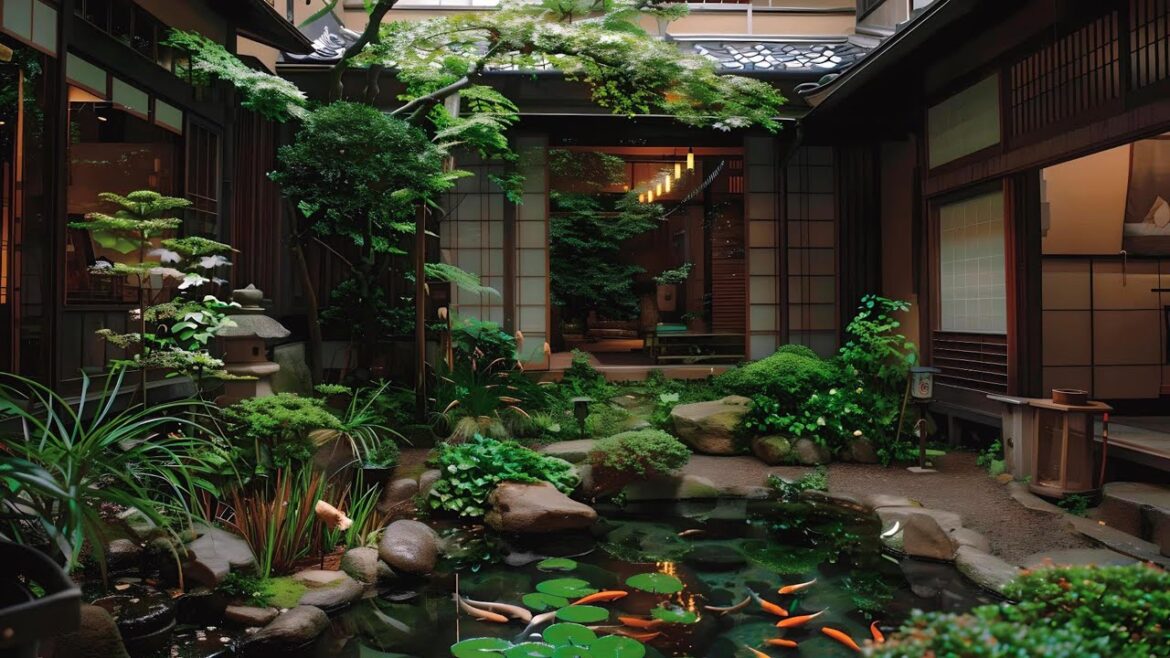 Japanese Zen Garden Interior | Hyperrealistic Autumn Colors & Stone Patterns - 4DX DESIGN