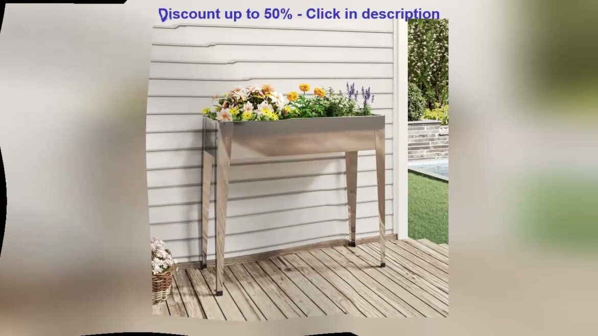 #vidaXL Garden Planter 100.5x40.5x90 cm Galvanised Steel Gardening supplies/flowerpots/planting a