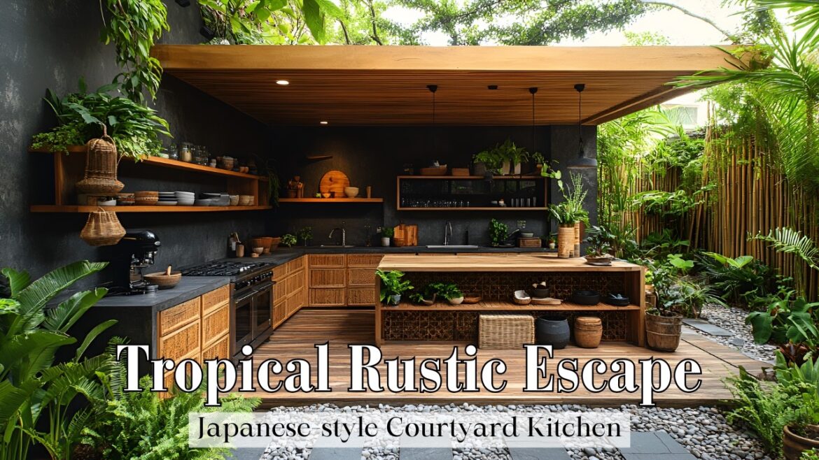 The Perfect Blend of Tropical and Rustic: Japanese Courtyard Kitchen Ideas