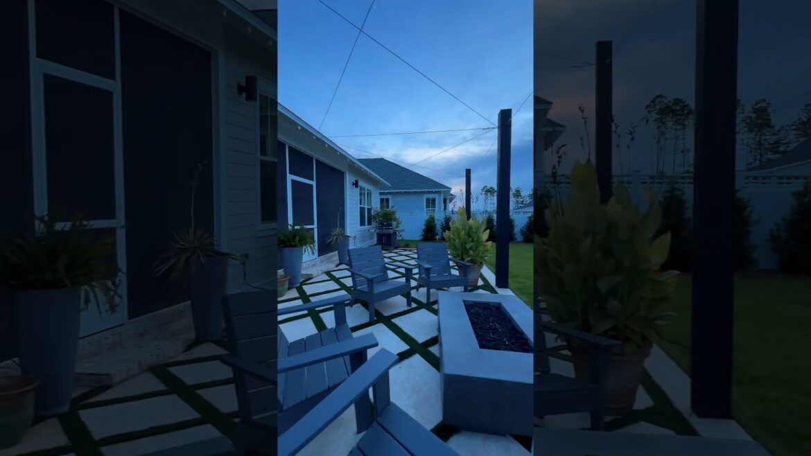 Dream Outdoor Oasis🏡Serene Backyard with Fire Pit & Modern Seating!#shorts #home