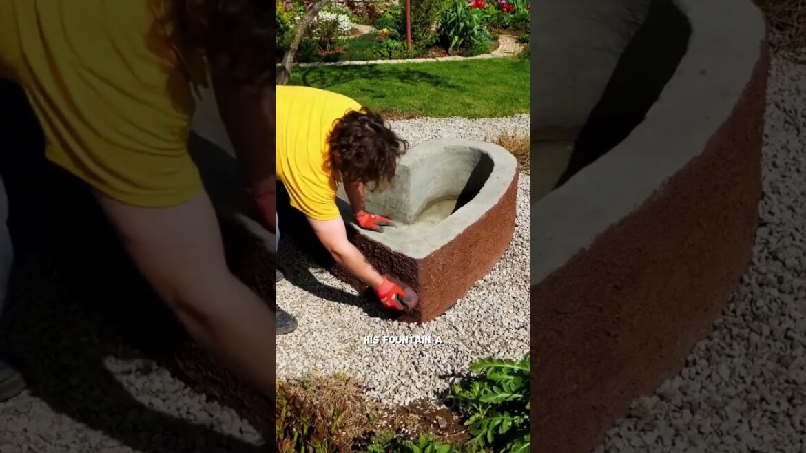 Amazing yard craft!🐟 Building a concrete heart-shaped koi fish pond ⛲