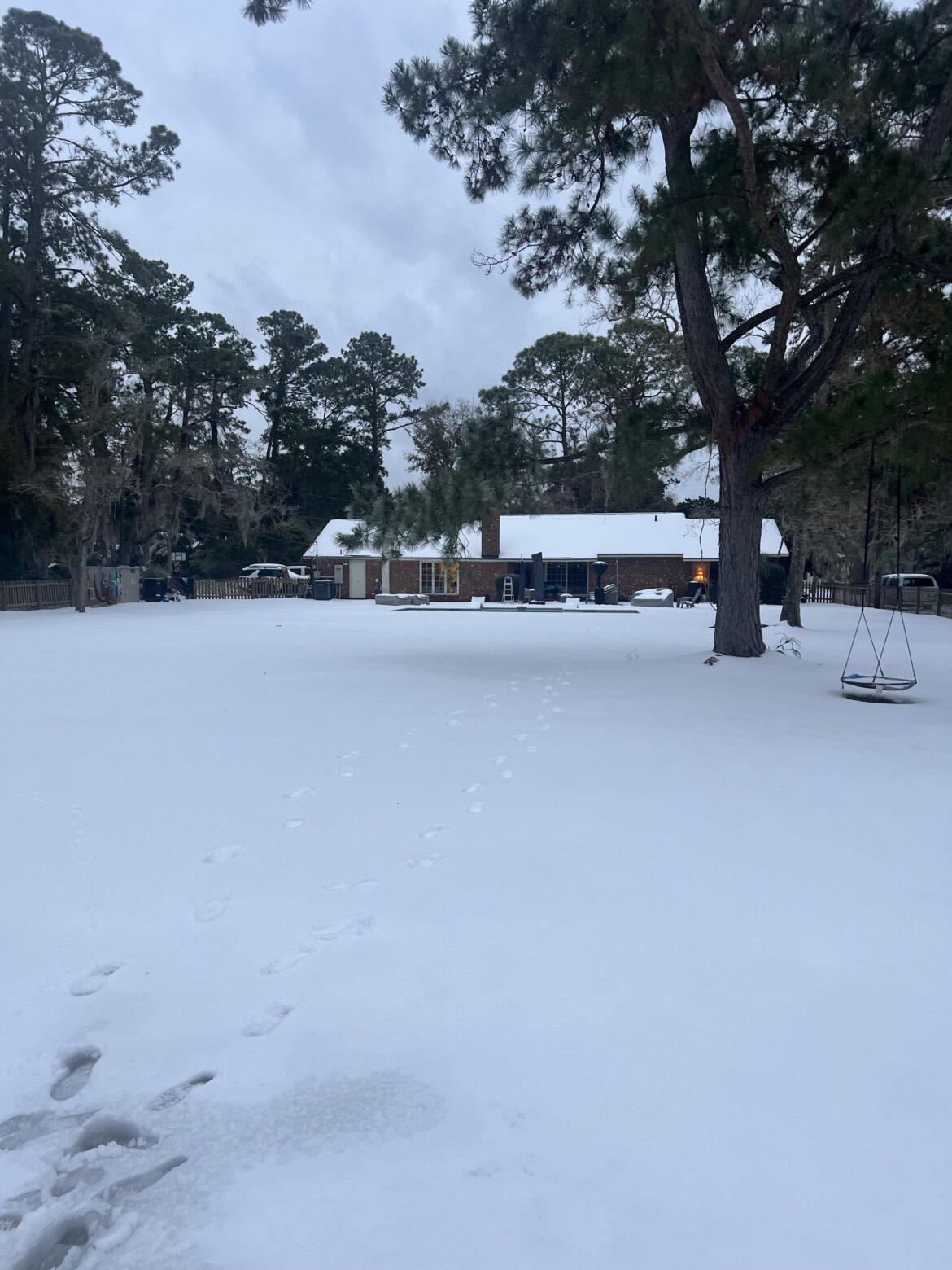 Snow sitting on St. Augustine