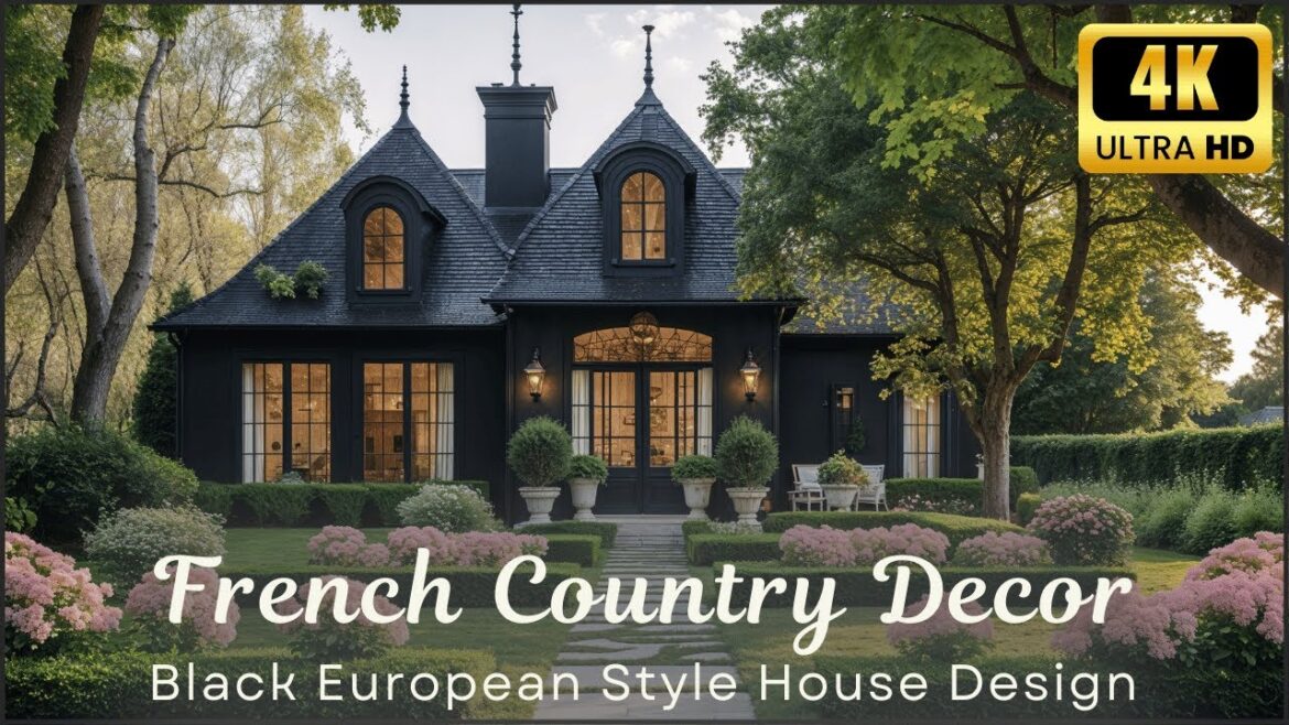 European Style Black House with French Country Decor & Modern Garden Ideas