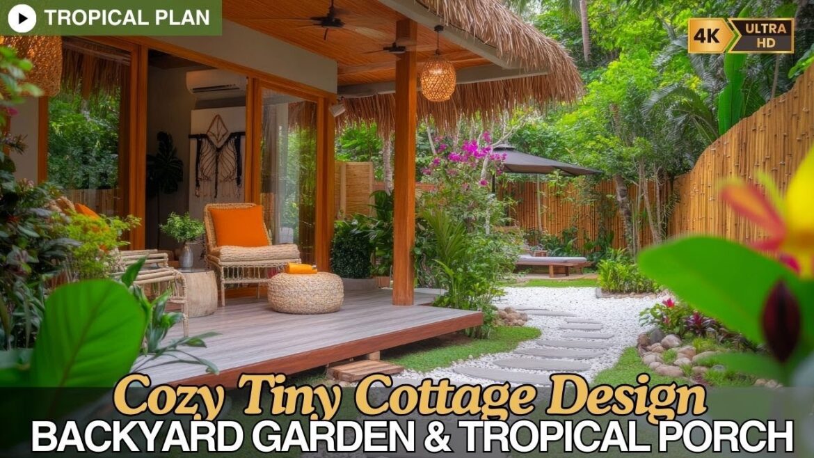 Tiny Cottage Design with a Cozy Backyard Garden & Serene Tropical Porch Tiny Cottage Design with a Cozy Backyard Garden & Serene Tropical Porch