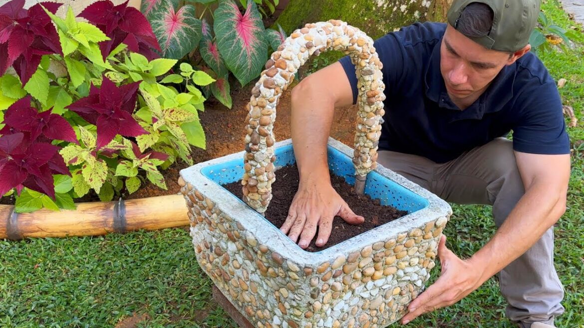 JARDIM CRIATIVO: 2 Ideias com Cesta de Pedras!