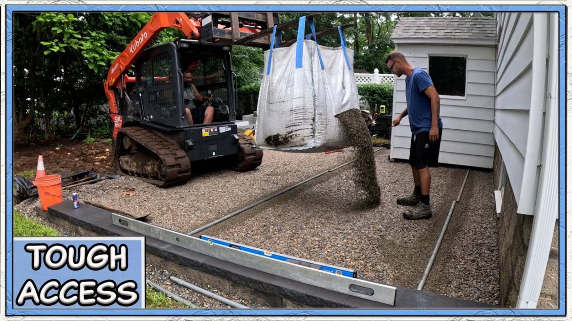 Small Patios are NOT Always Easy. Steep Grade & Obstacles...